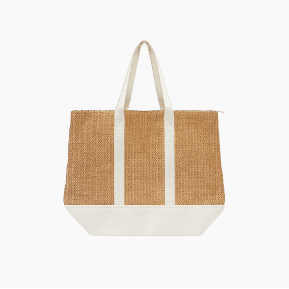 NWT Show me your Mumu Sunseeker Tan and White Tote Bag